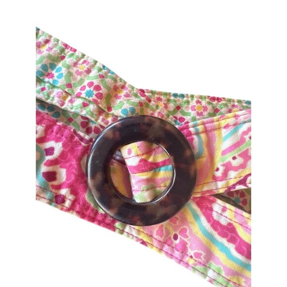 Vera Bradley Womens Multicolor Fabric Belt With Tortoise Shell Ring Buckle - Picture 2 of 3